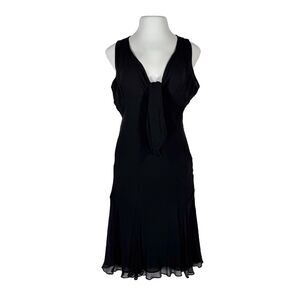 Laura Leigh Silk Bias Cut Dress Black Beaded Drop Waist 90s Y2K Size 12